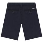 Boys Navy Blue Chino Shorts, 2, hi-res