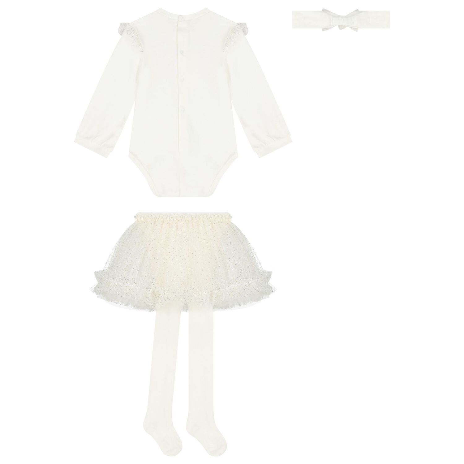 Baby Girls Ivory Tulle Skirt Set, 1, hi-res