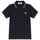 Boys Navy Blue Logo Polo Shirt, 1, hi-res