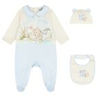 Baby Boys Ivory & Blue Leopard Babygrow Gift Set, 1, hi-res