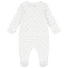 White Silver Bow Babygrow, 1, hi-res