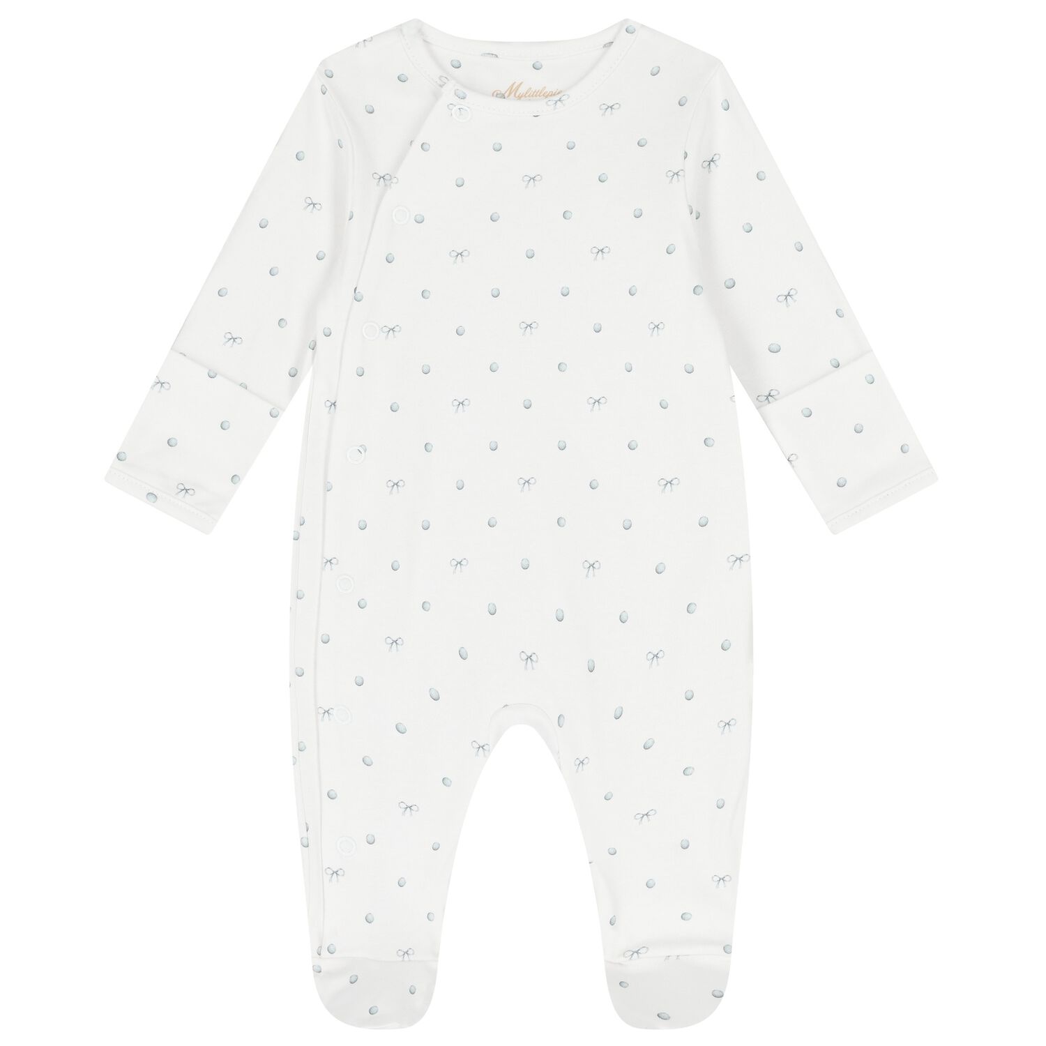 White Silver Bow Babygrow, 1, hi-res image number null