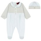 Baby Boys Blue Logo Babygrow & Hat Gift Set, 1, hi-res