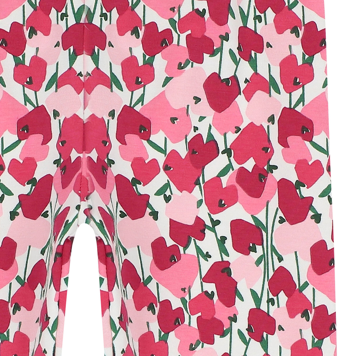 Girls Ivory & Pink Hearts Leggings, 1, hi-res