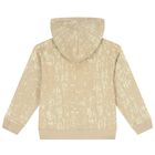 Boys Beige Logo Hooded Top, 1, hi-res