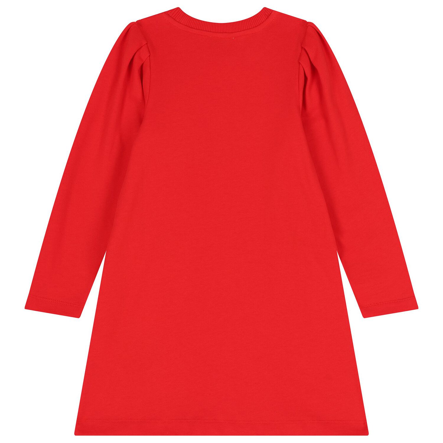 Girls Red Teddy Bear Logo Dress, 3, hi-res