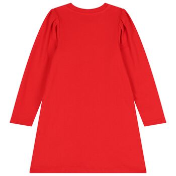 Girls Red Teddy Bear Logo Dress