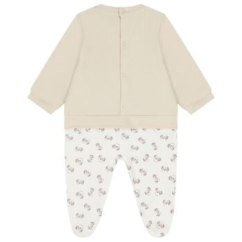 Beige & Ivory Teddy Bear Logo Babygrow