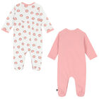 Baby Girls Pink & White Babygrow, 1, hi-res