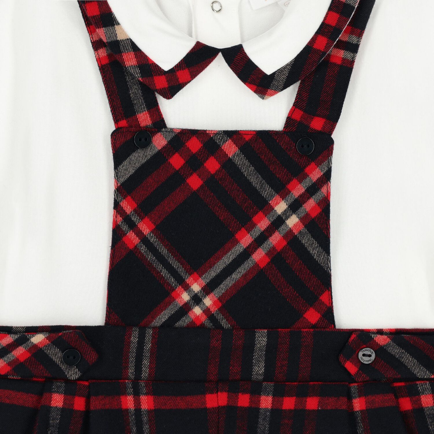 Baby Boys White & Red Tartan Romper, 1, hi-res