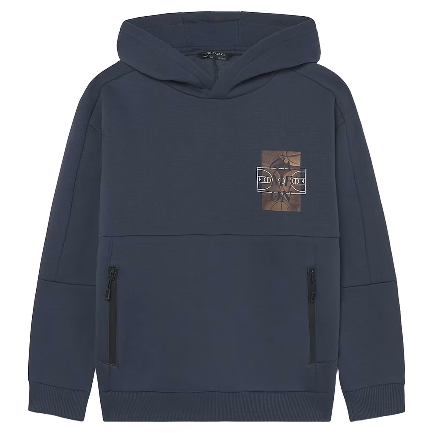 Boys Navy Blue Hooded Top, 1, hi-res