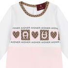 Baby Girls White & Pink Logo Babygrow, 2, hi-res