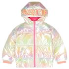 Girls Ivory Iridescent Puffer Coat, 1, hi-res