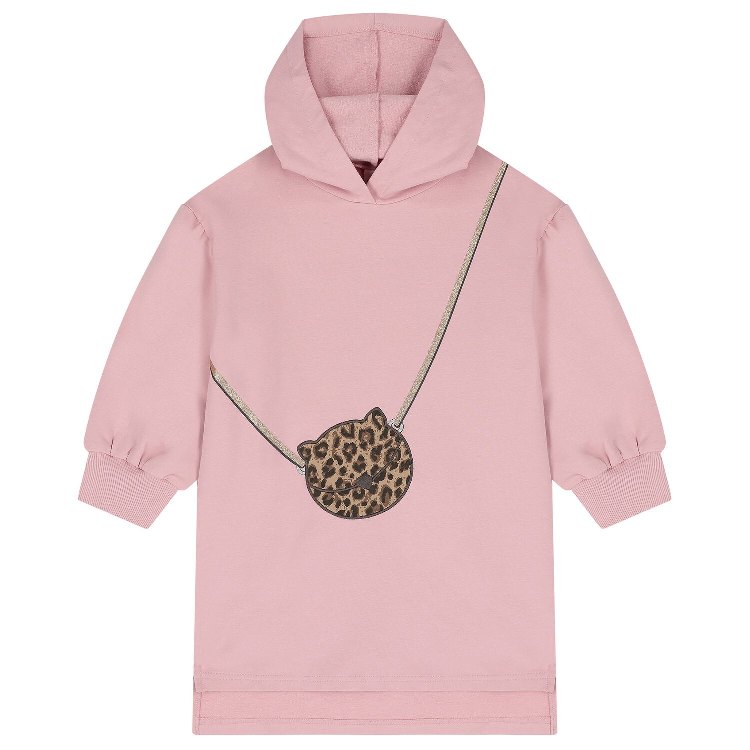 Girls Pink Bag Hooded Dress, 1, hi-res