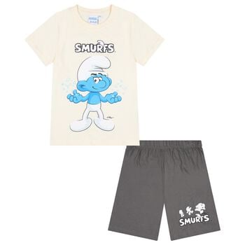 Boys Ivory & Grey Smurfs Shorts Set