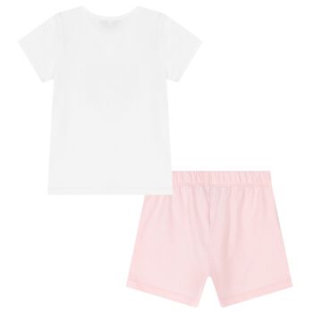 Girls White & Pink Logo Pyjamas