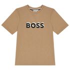 Boys Beige Logo T-Shirt, 3, hi-res