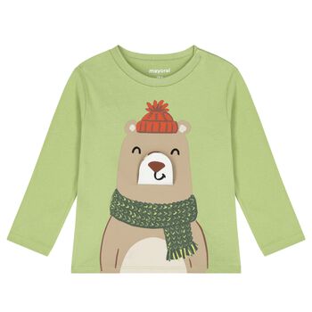 Younger Boys Green Bear Long Sleeve Top