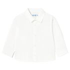 Younger Boys White Twill Shirt, 1, hi-res