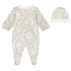Baby Girls Grey Barocco Babygrow Gift Set, 3, hi-res