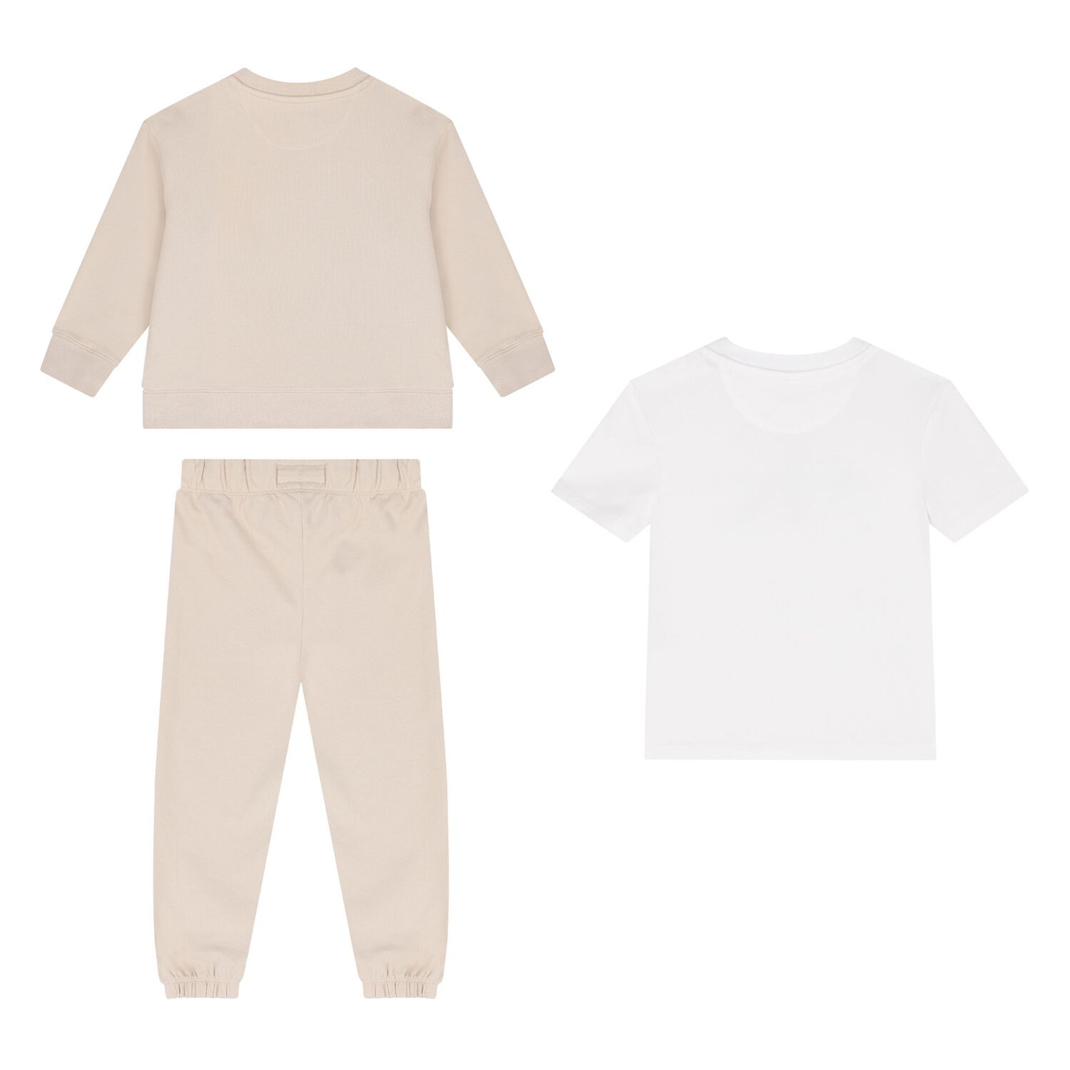 Baby Boys Beige & White Tracksuit 3-Piece Set, 8, hi-res