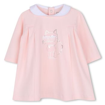 Younger Girls Pink Choupette Logo Dress