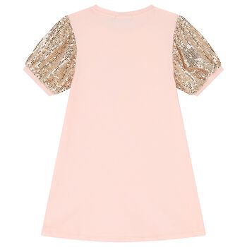 Girls Pink & Gold Logo Dress