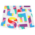 Girls White Logo Shorts, 1, hi-res
