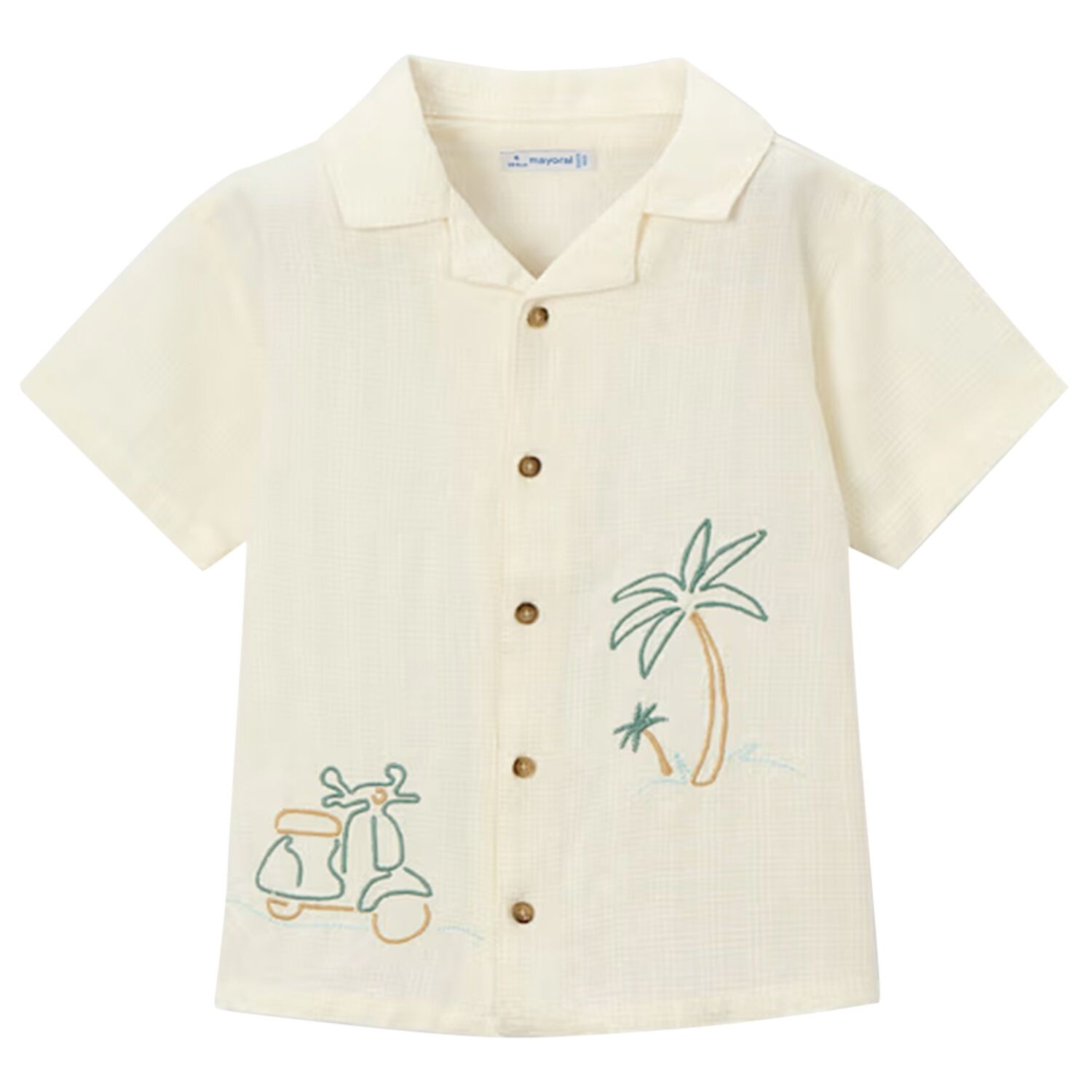 Boys Ivory Embroidered Shirt, 1, hi-res