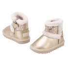 Younger Girls Gold Faux Leather Boots, 3, hi-res