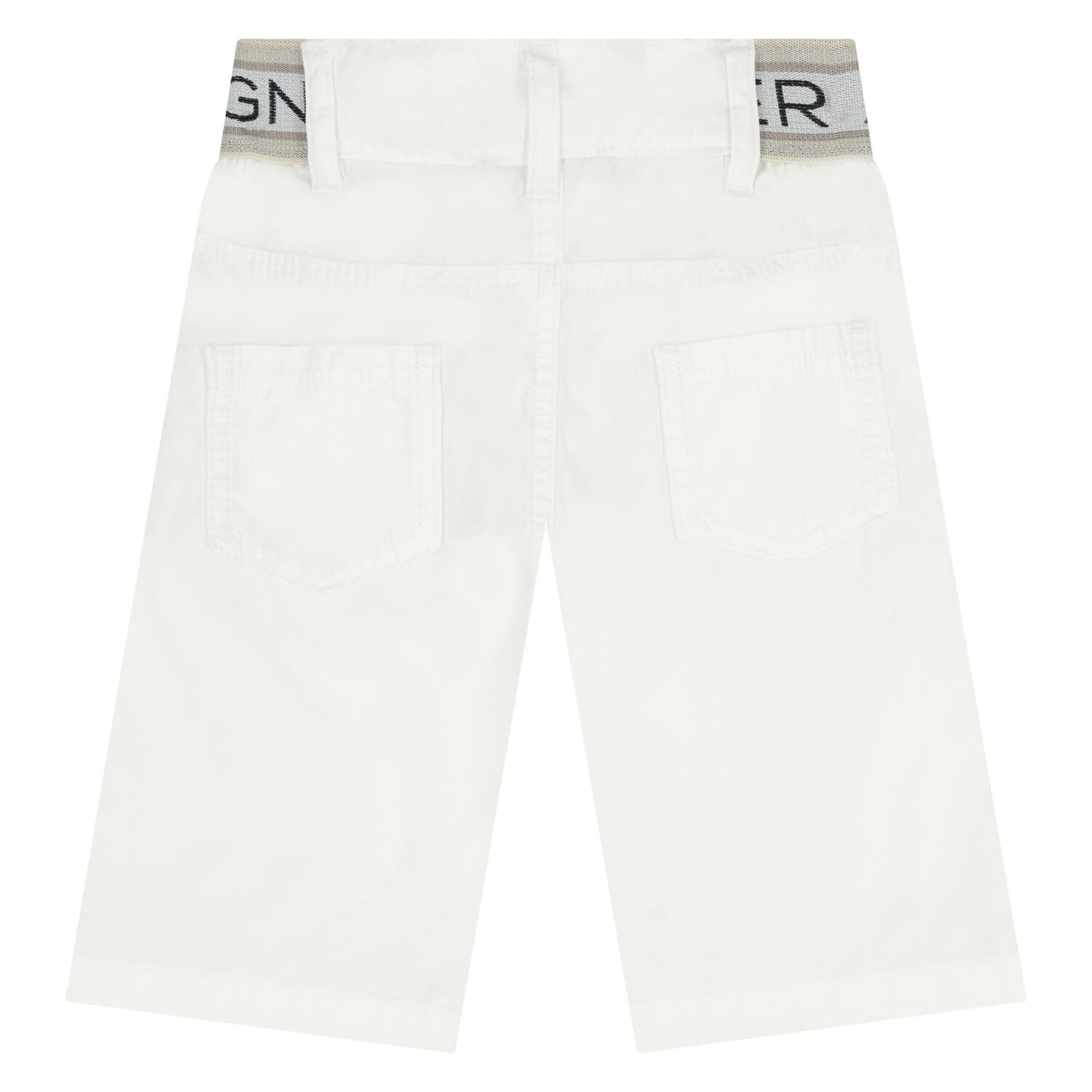 Younger Boys White Logo Shorts, 1, hi-res