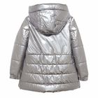 Girls Silver Puffer Jacket, 1, hi-res