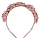 Girls Pink Floral Velvet Headband, 1, hi-res