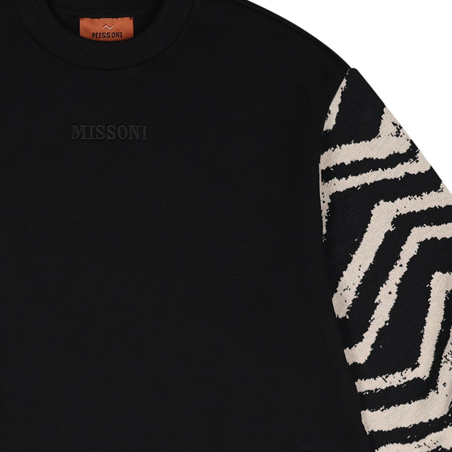 Girls Black & Ivory Logo Zig Zag Dress, 1, hi-res