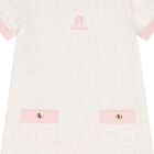 Younger Girls Ivory & Pink Logo Dress, 1, hi-res