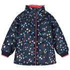 Girls Navy Blue & Pink Padded Puffer Jacket, 1, hi-res