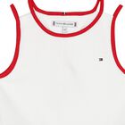 Girls White Cotton Skater Dress, 2, hi-res