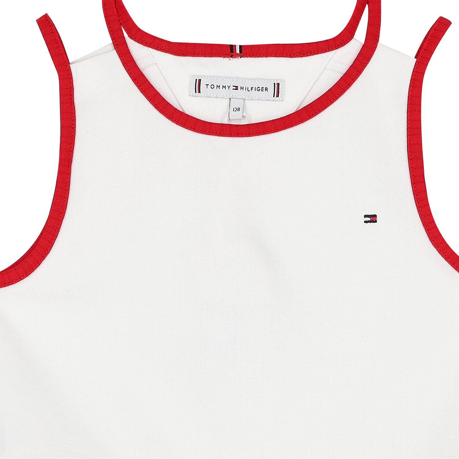 Girls White Cotton Skater Dress, 2, hi-res