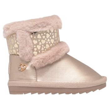 Younger Girls Rose Gold Faux Leather Boots