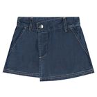 Girls Blue Denim Logo Shorts, 1, hi-res