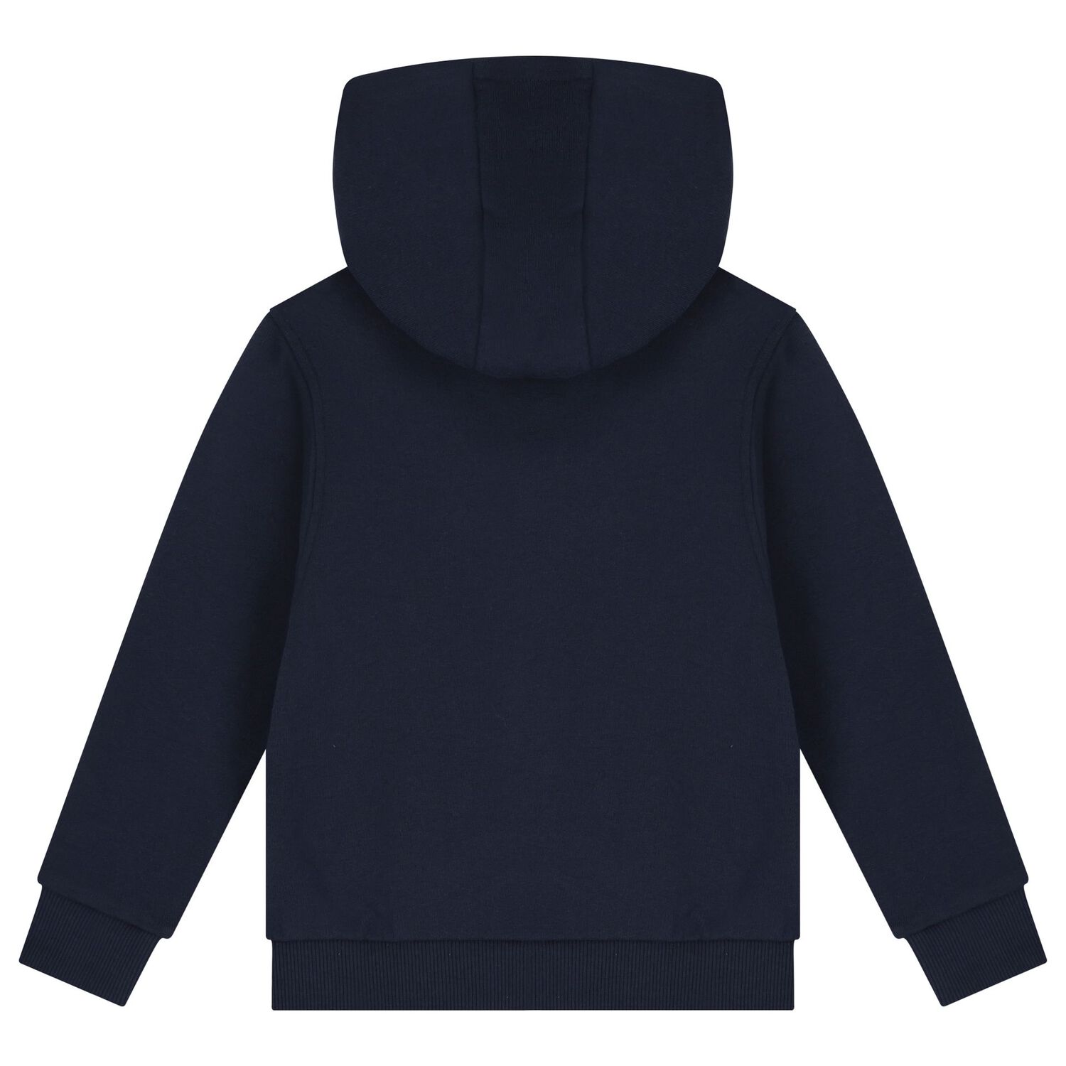 Boys Navy Blue Logo Hooded Zip Up Top, 1, hi-res