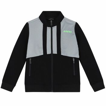 Boys Black & Grey Logo Zip Up Top