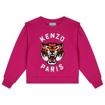 Girls Pink Lucky Tiger Logo Sweatshirt