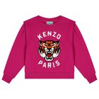 Girls Pink Lucky Tiger Logo Sweatshirt, 1, hi-res