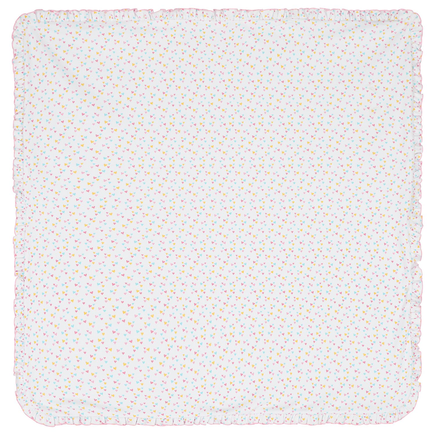 Baby Girls White & Pink Heart Blanket, 1, hi-res