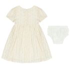 Younger Girls Ivory Jacquard Chiffon Dress Set, 1, hi-res