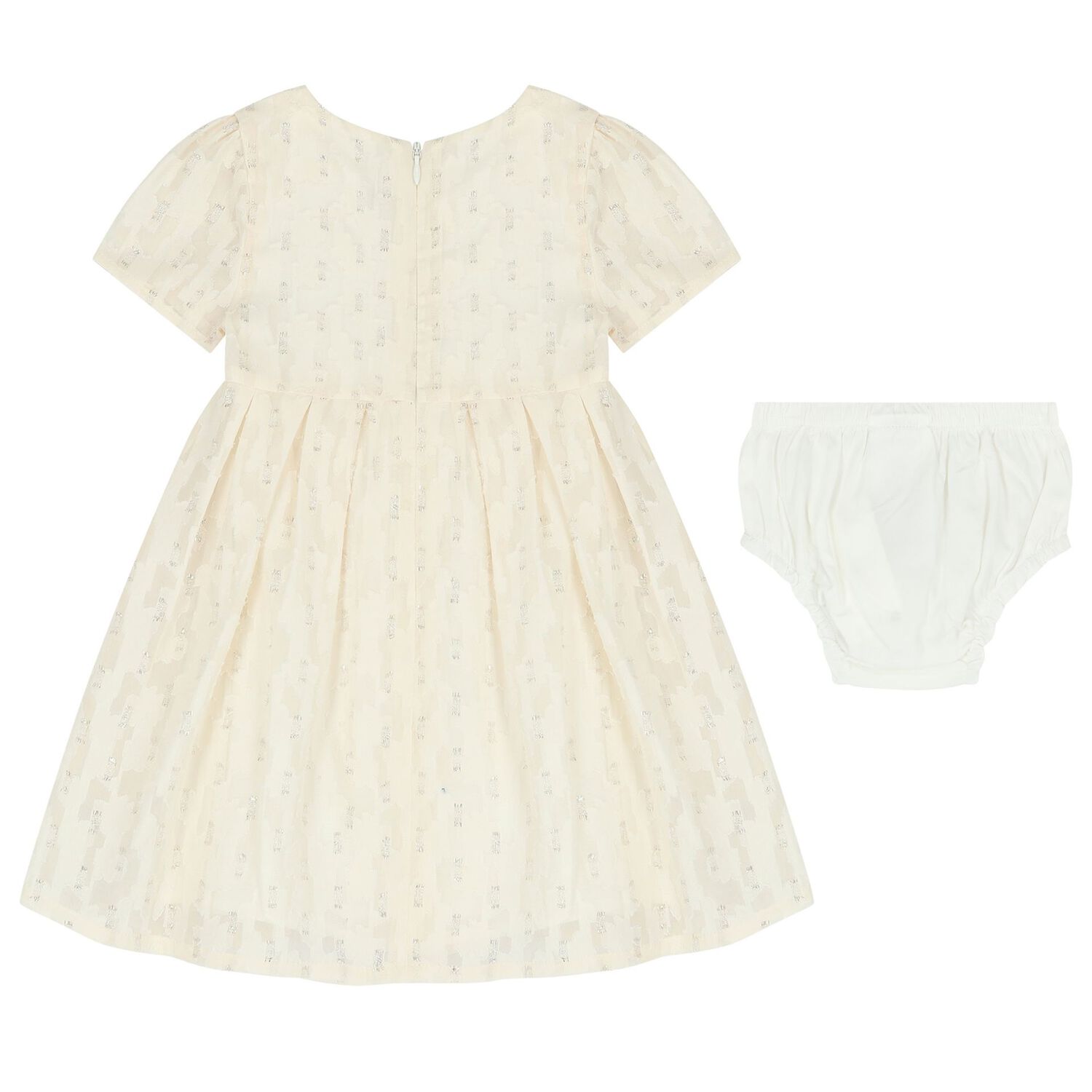 Younger Girls Ivory Jacquard Chiffon Dress Set, 1, hi-res image number null