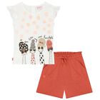 Girls Ivory & Red Shorts Set, 1, hi-res