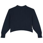 Girls Navy Blue Logo Knitted Sweater, 1, hi-res