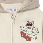 Younger Boys Ivory Fox Hooded Zip Up Top, 2, hi-res